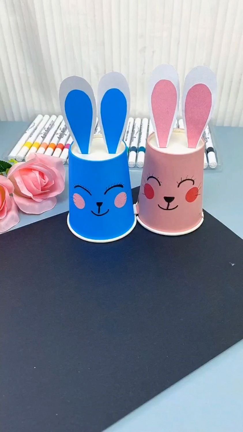 一次性杯子做小白兔创意手工