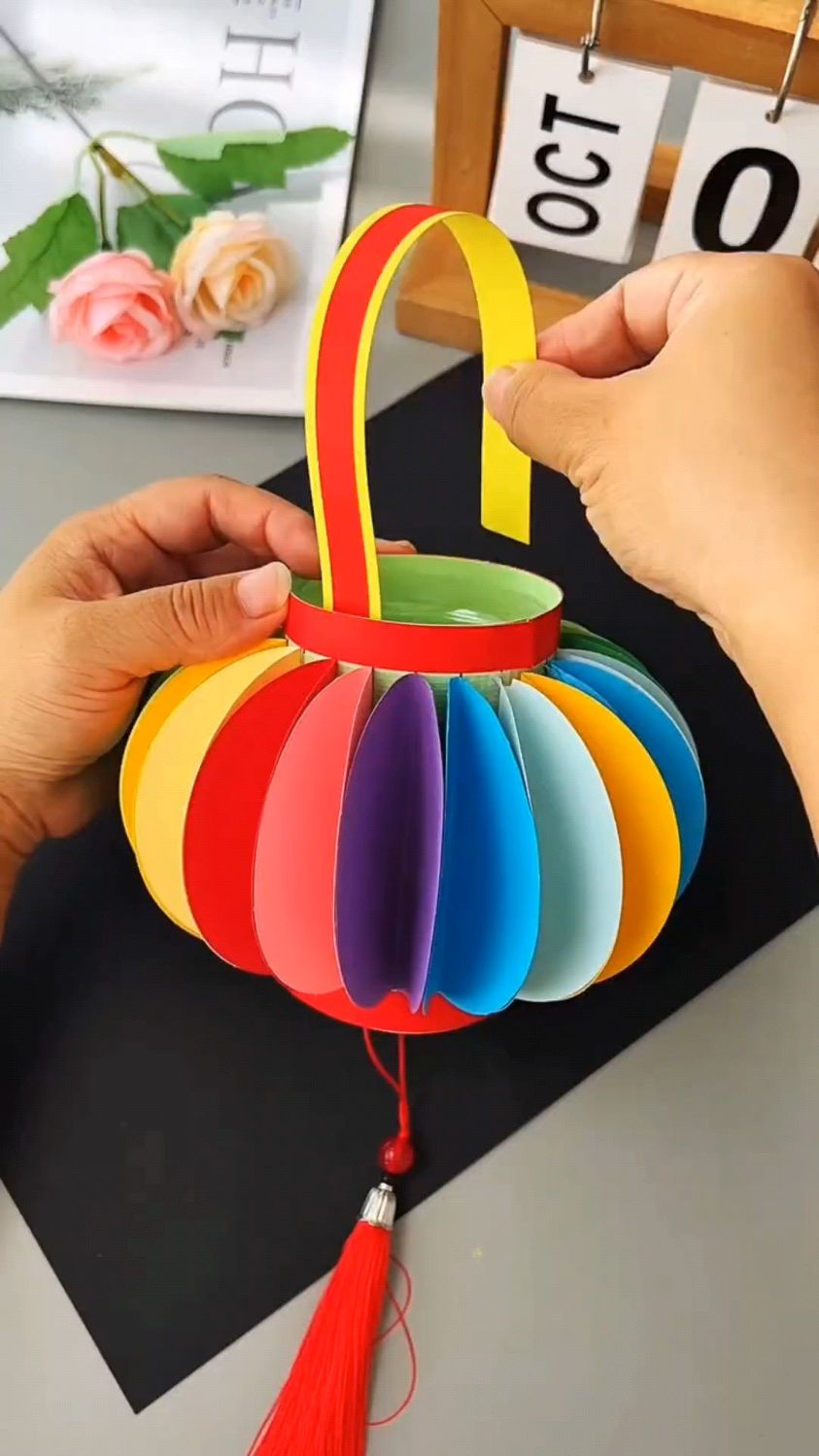 彩纸做漂亮灯笼,太美了吧