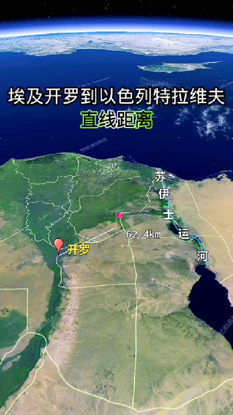 埃及首都开罗到以色列首都特拉维夫,直线距离居然这么近!