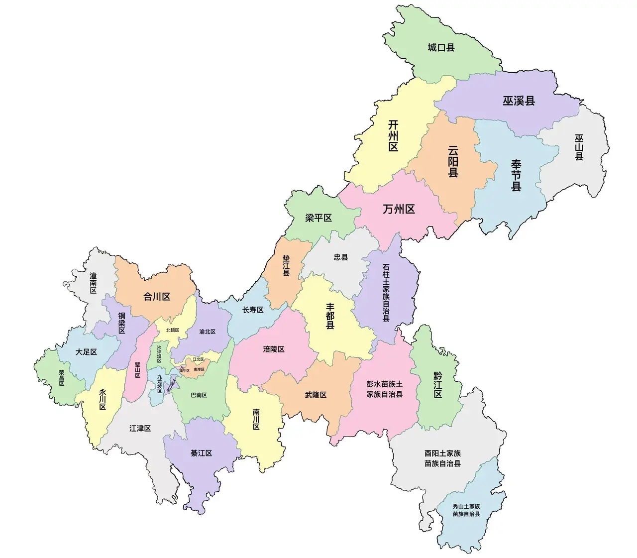 包括北碚,沙坪坝,江津和壁山区的西部槽重庆地图重庆市地图重庆市行政