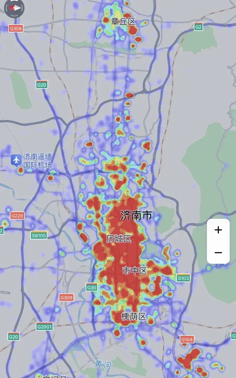 济南,石家庄和太原,三座城市热力图对比,结果让人有点意外