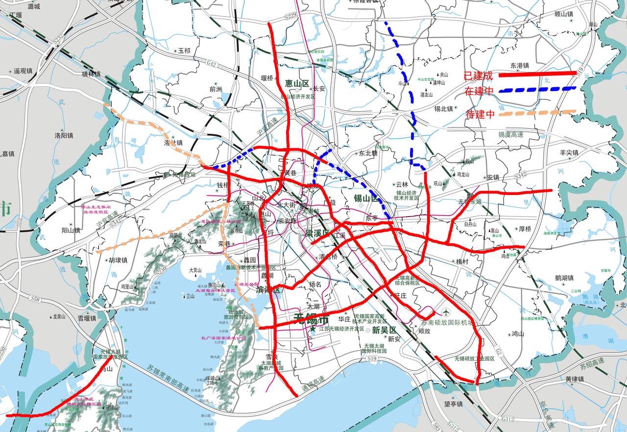 无锡这快速路密度,放在全国地级市也是拔尖的水平吧