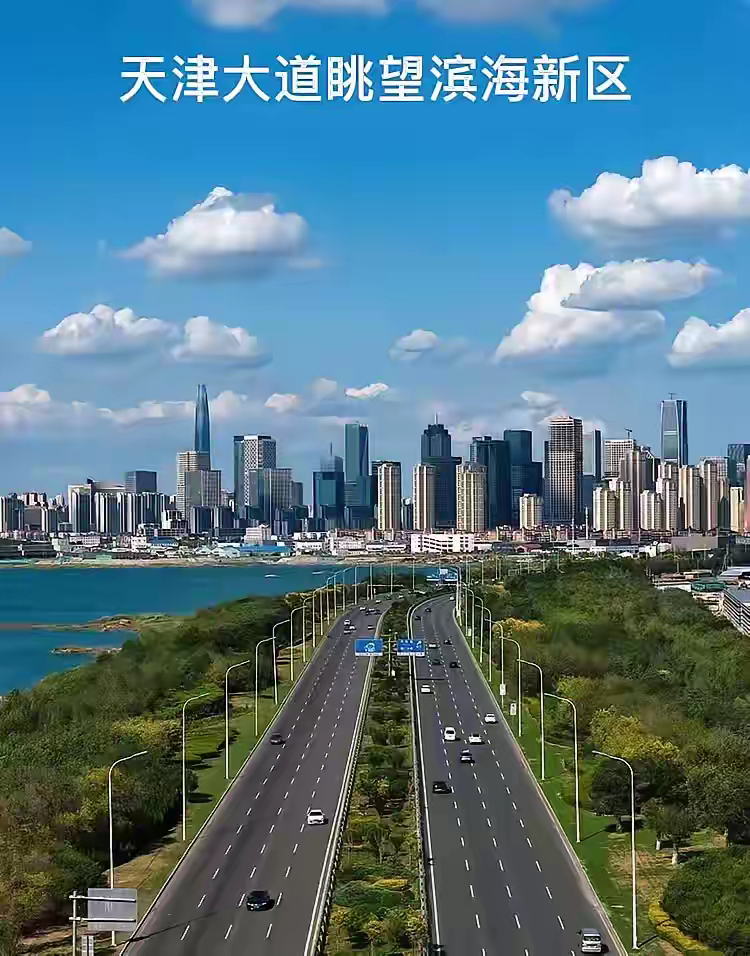 去天津中心城区,远望去又是另一种风格,妥妥的中国风,天津滨海大道