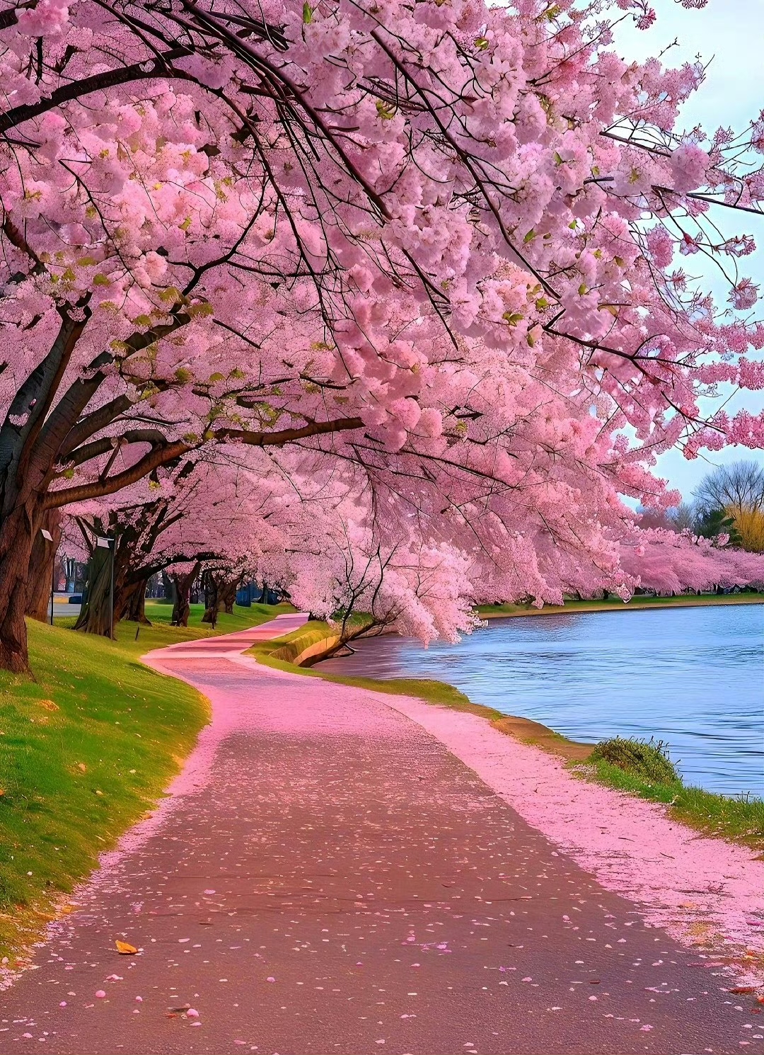 不负春光趣踏青# 邂逅樱花盛开,才知春天可以如此浪漫 樱花树下站谁