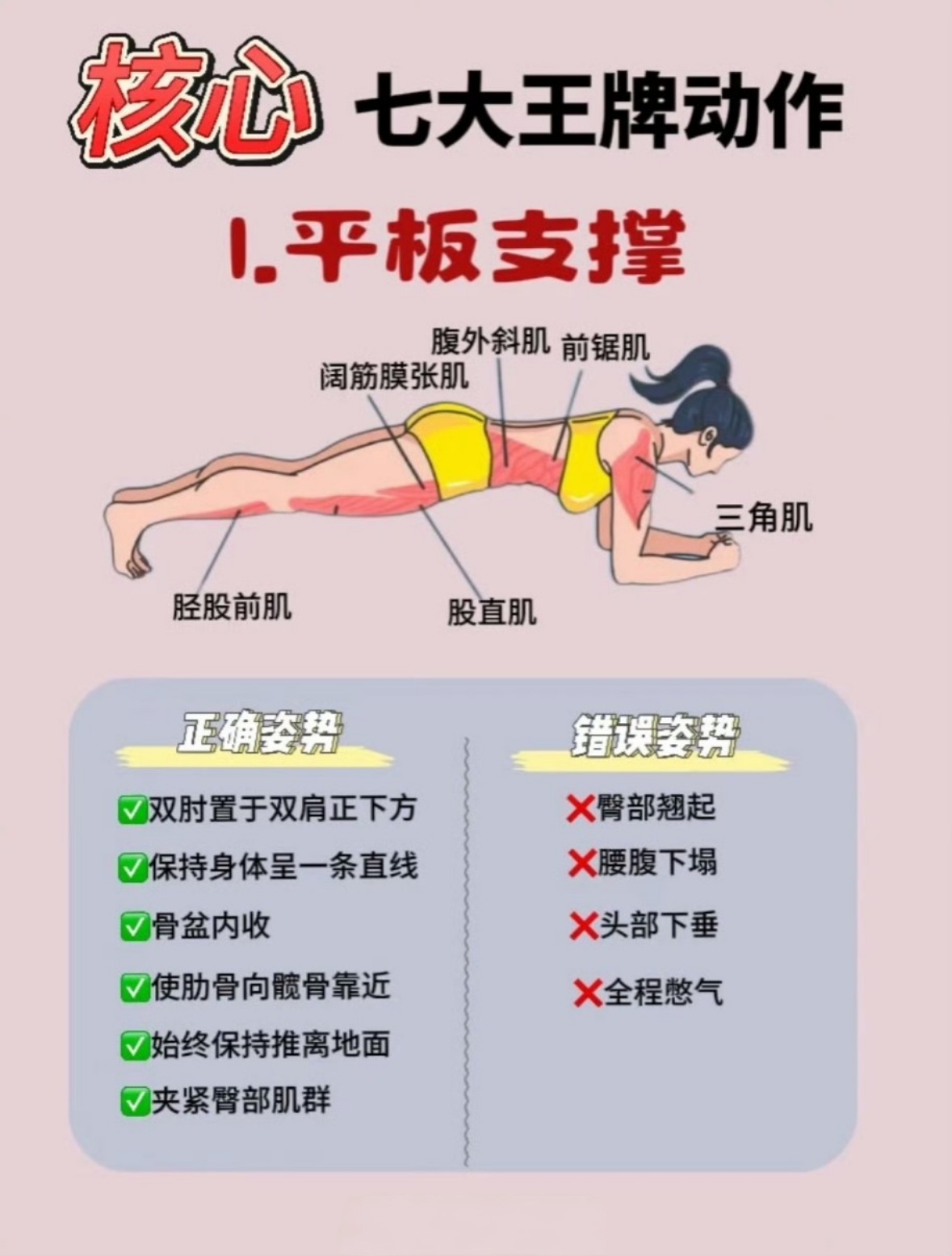 核心训练7大王牌动作 你们都能做几个呢