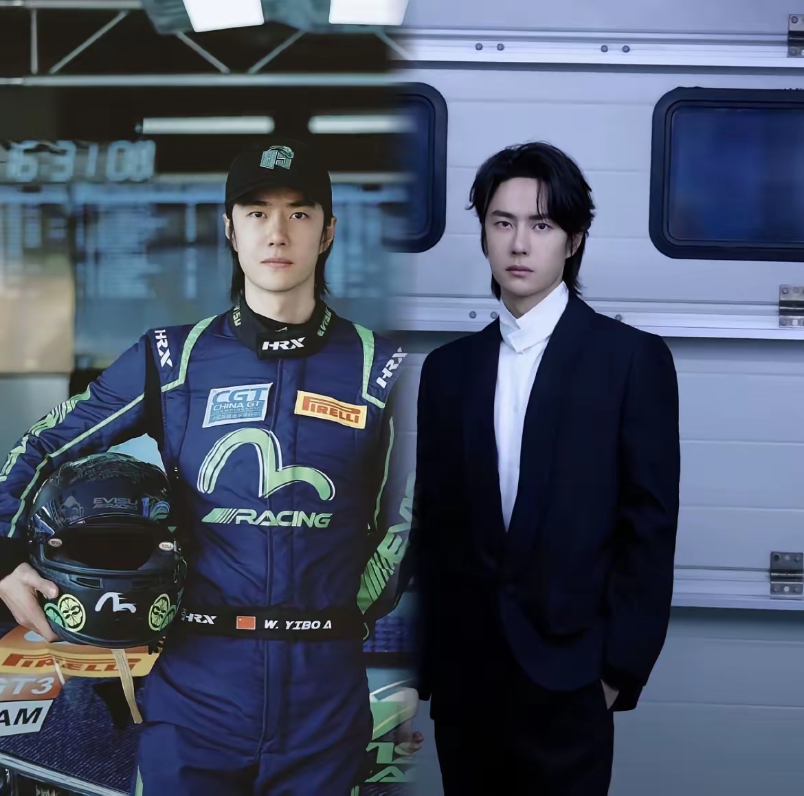 从赛车场赶到华表奖,一博辛苦了! 上午赛车服,下午