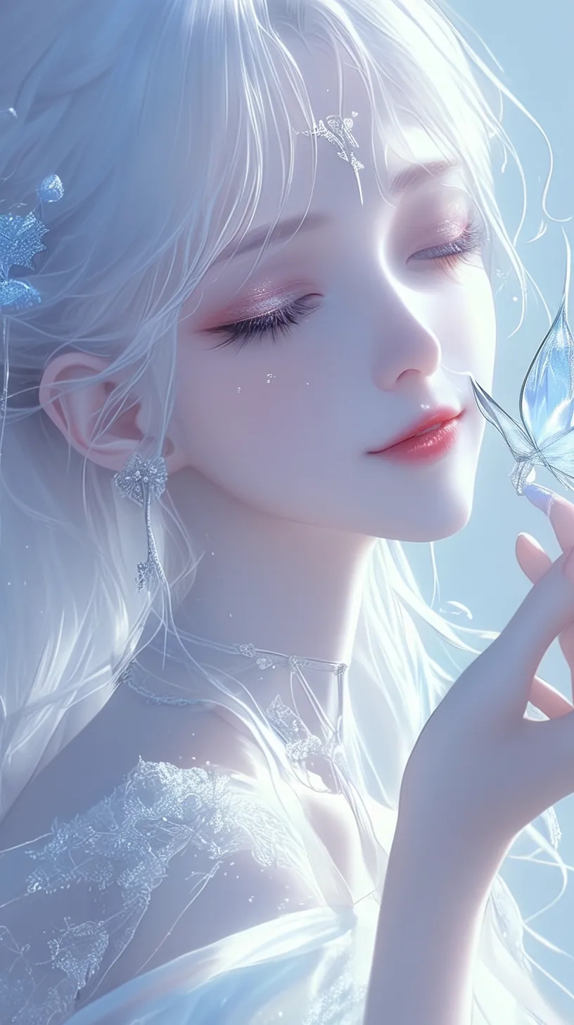 绝美蓝色梦幻蝴蝶少女