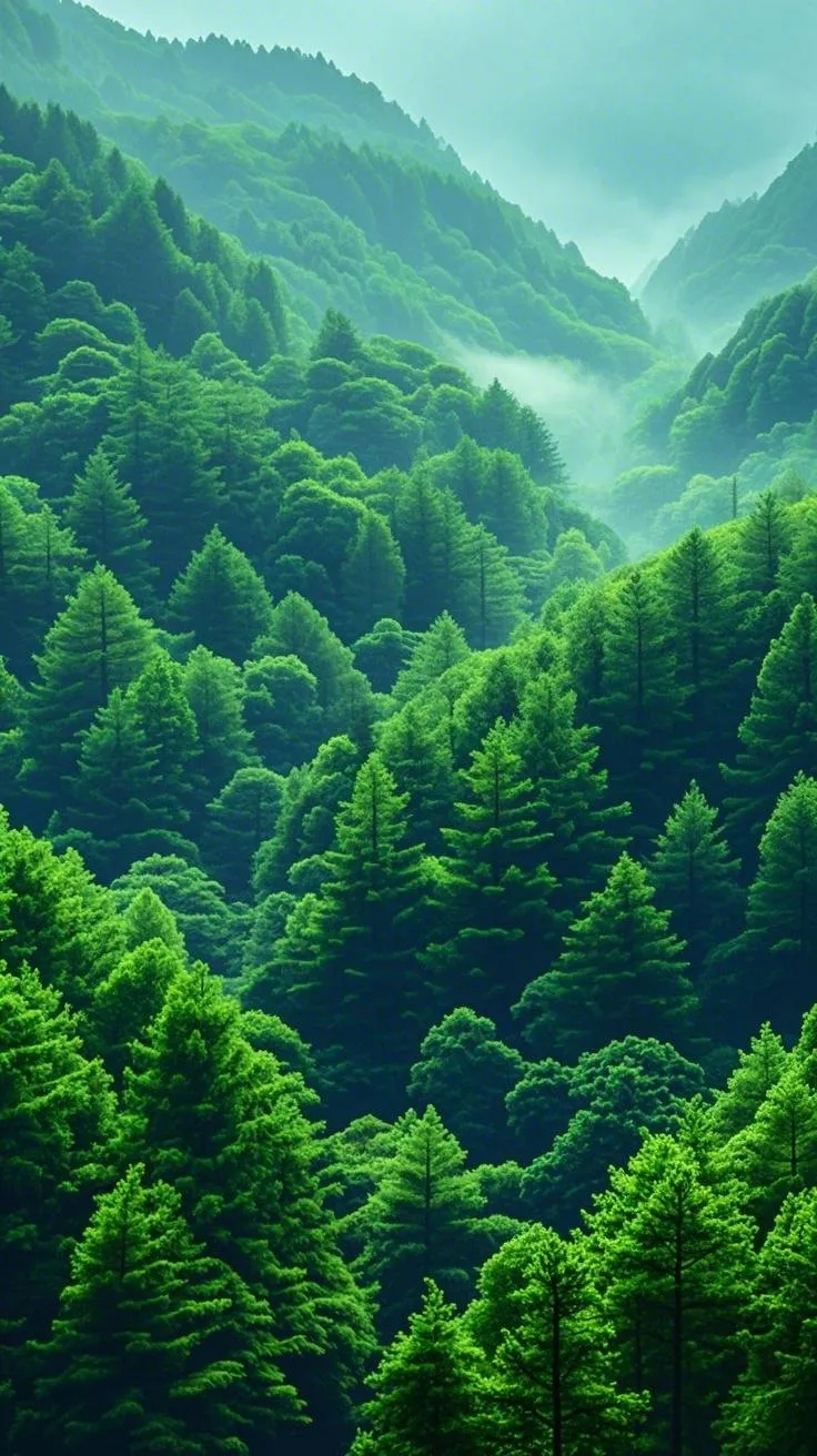 山川河流绿色手机屏保壁纸