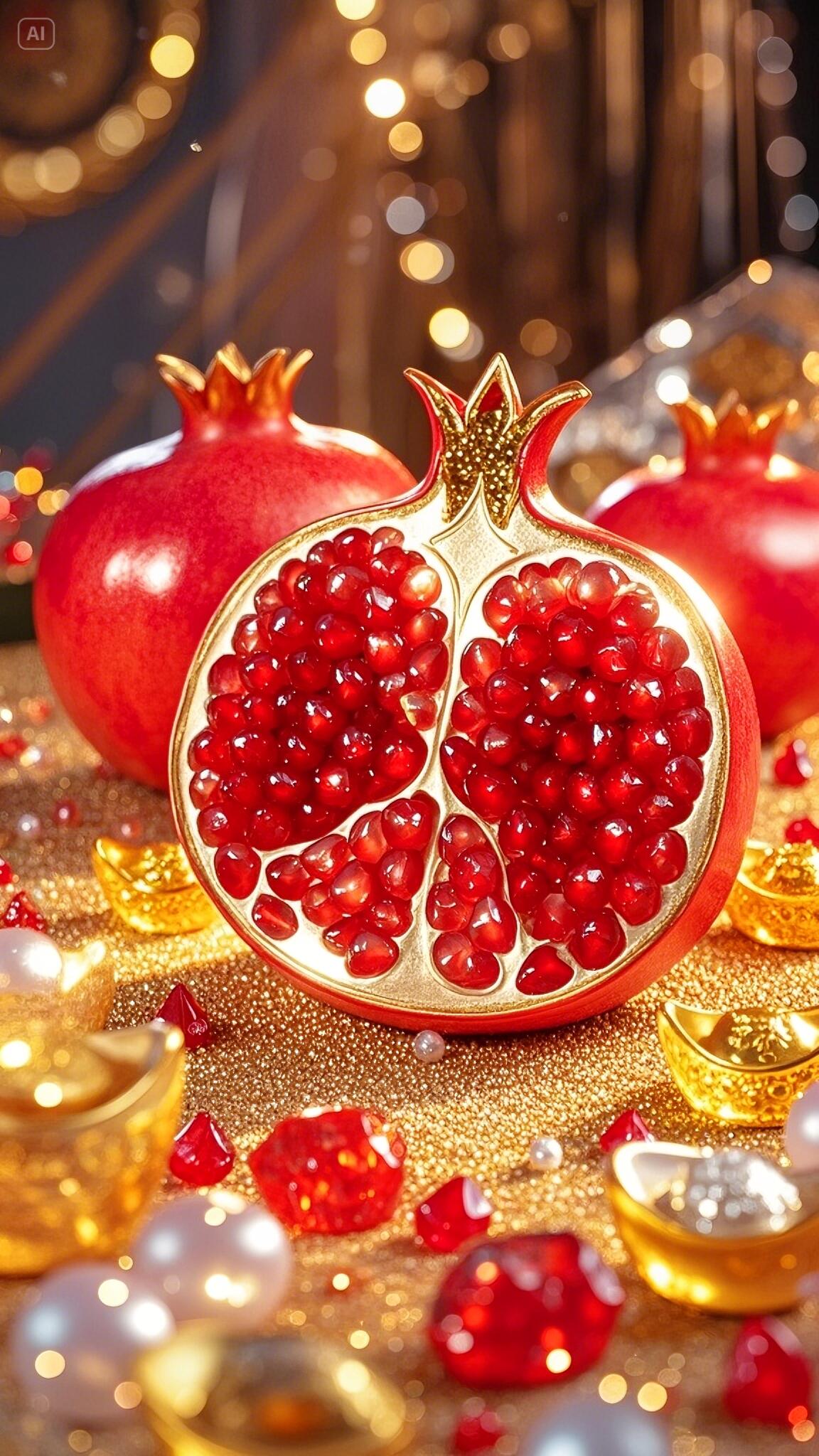 红色多籽石榴,红红火火多子多福