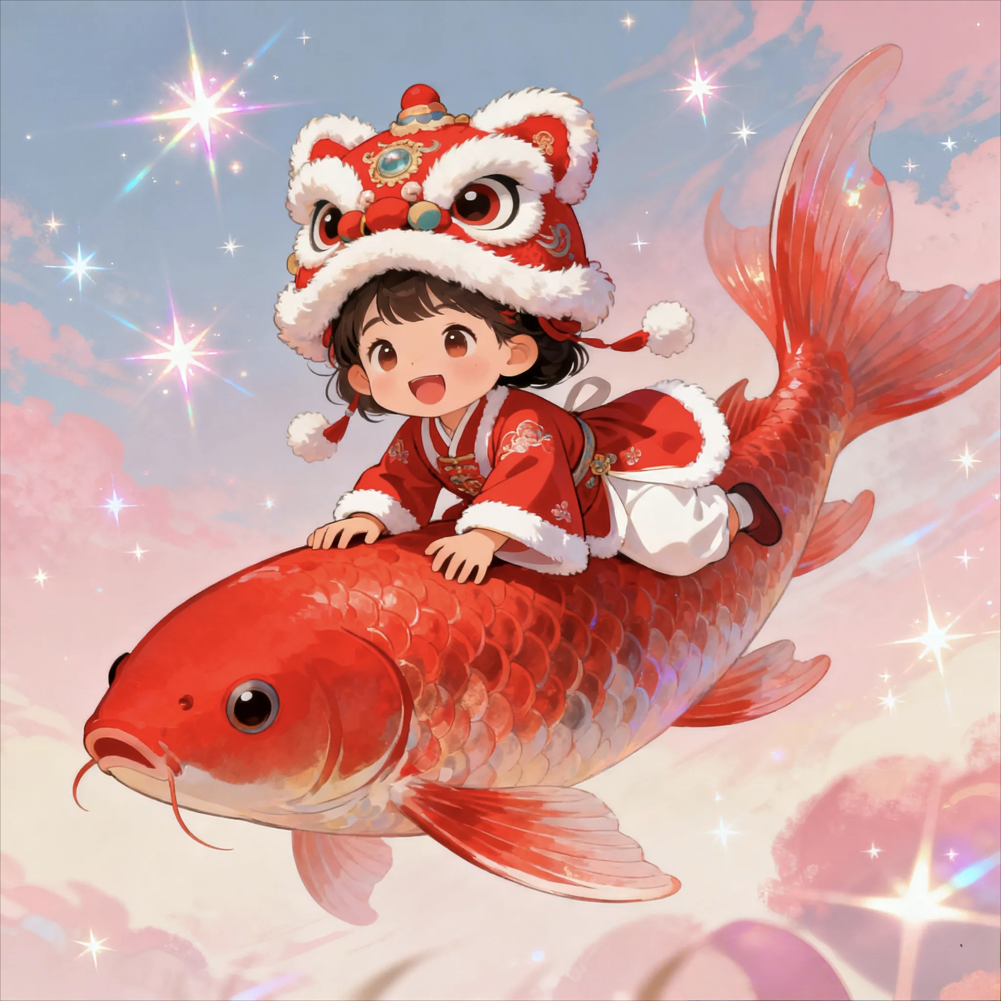 锦鲤女孩头像,好运连连
