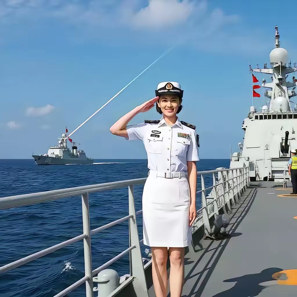 英姿飒爽的海军女兵,舰船上的靓丽风景线