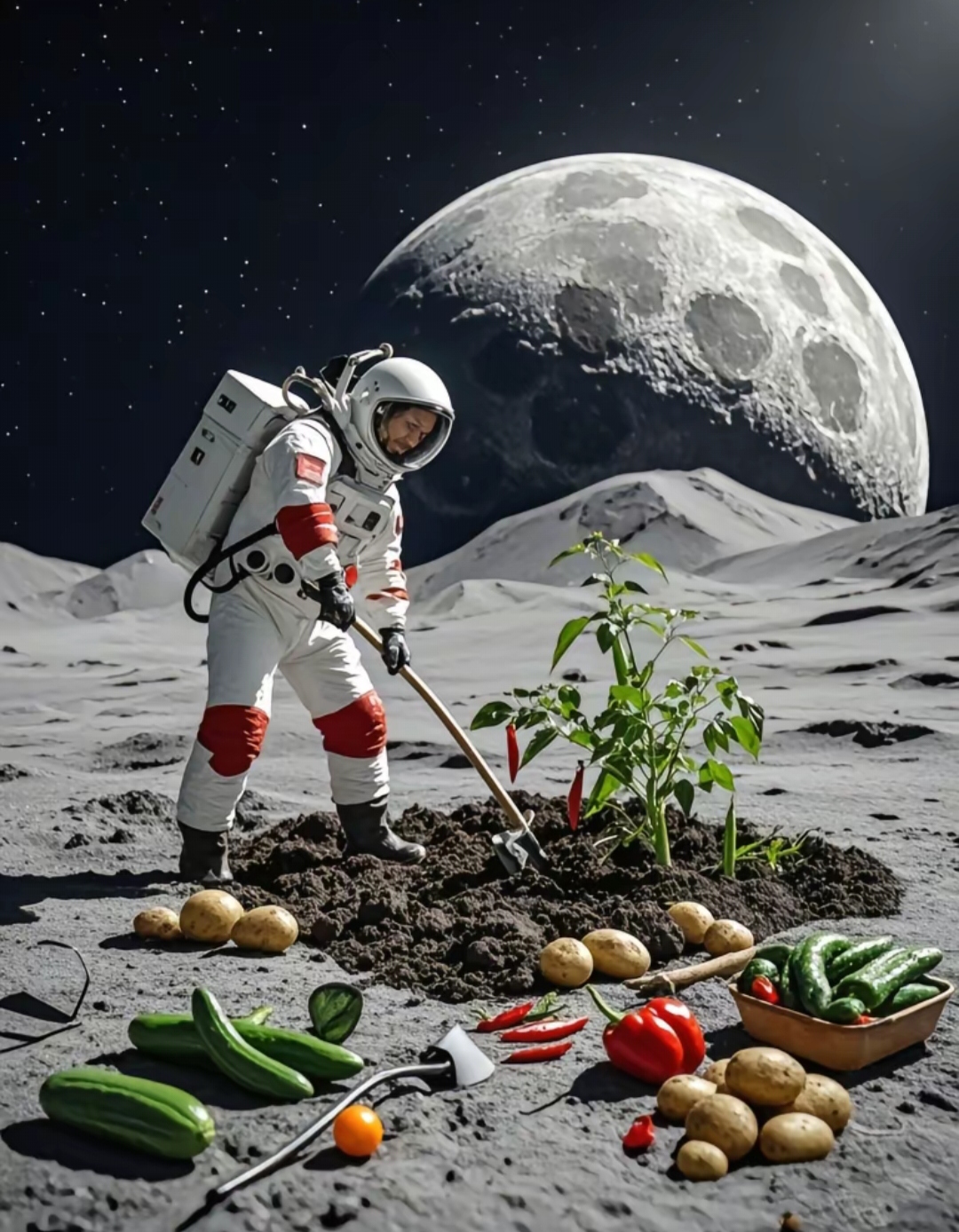 爷爷一听,头摇得像拨浪鼓,直月球种菜月球种菜素材麦当劳飞奔去月球