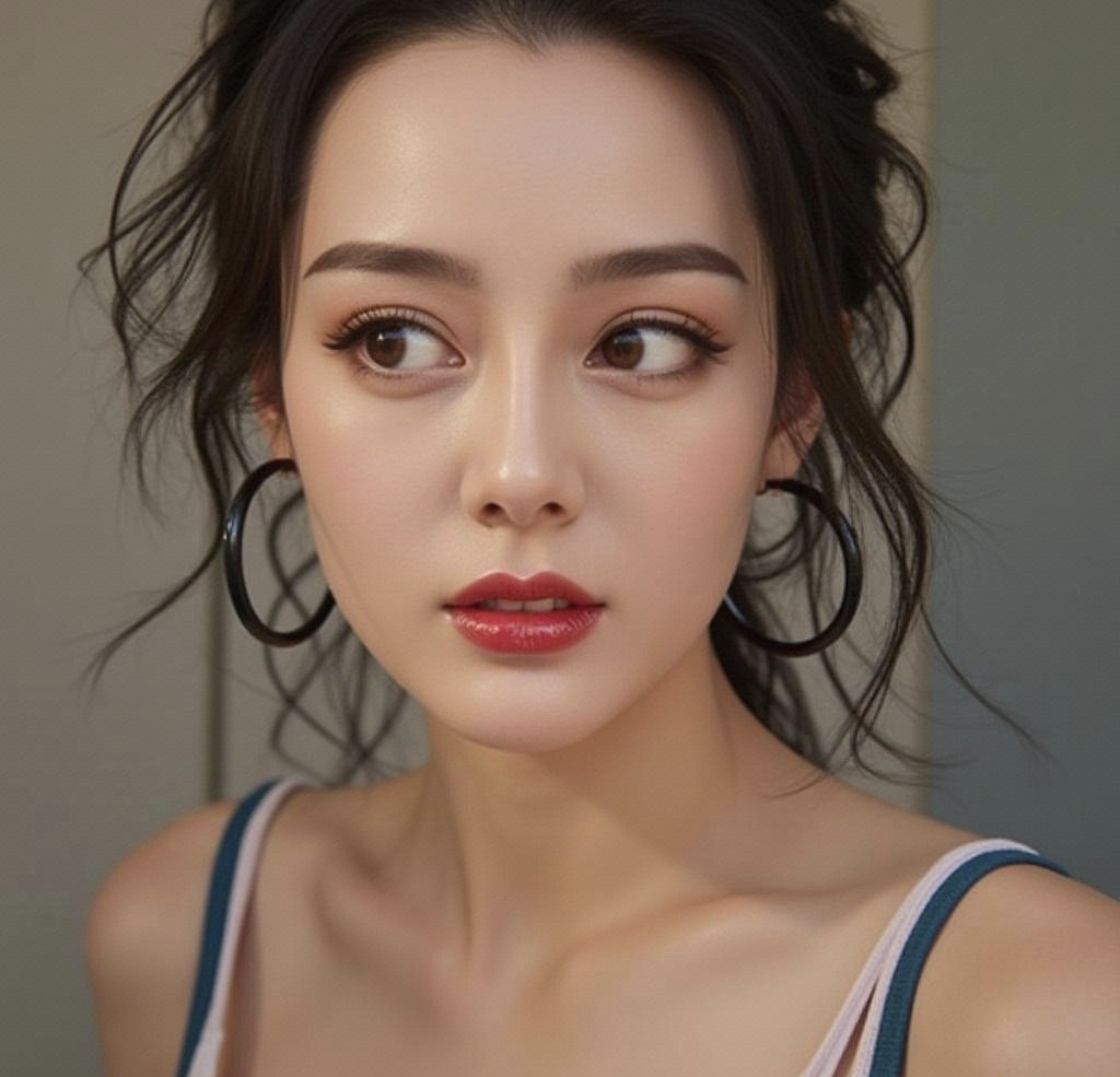 大眼睛,宛如夜空中的繁星,闪烁着独特的光芒;高鼻梁使面部更具立体感