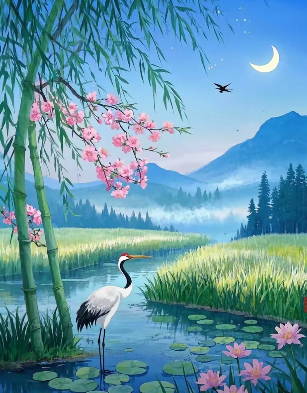 春日和风,鸟语花香,山水相映,美不胜收