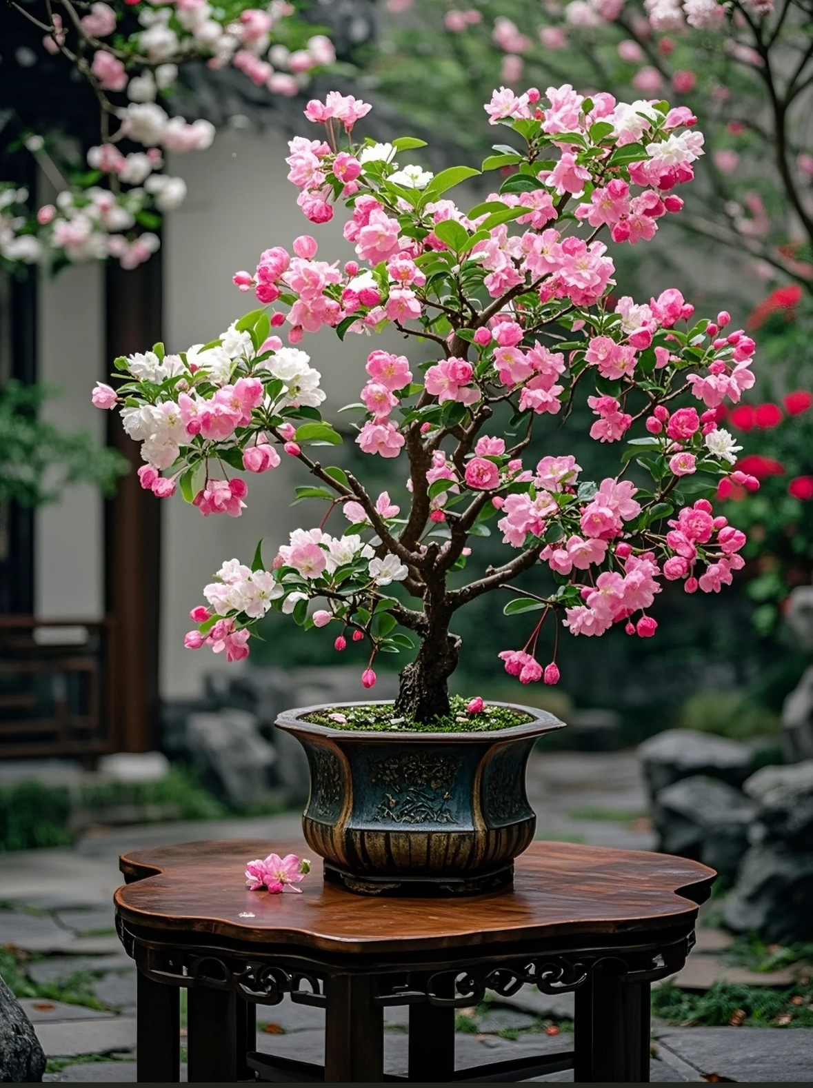 让这盆盛开的海棠花,带给你一份心灵的慰藉