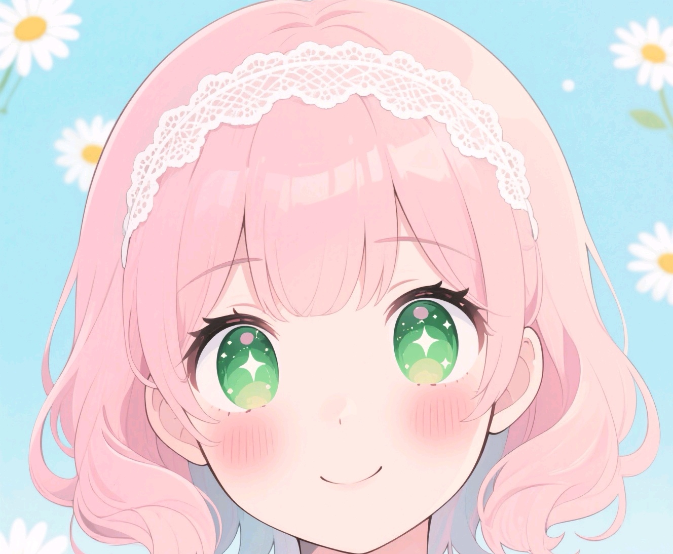 —薄荷绿短发元气少女头像