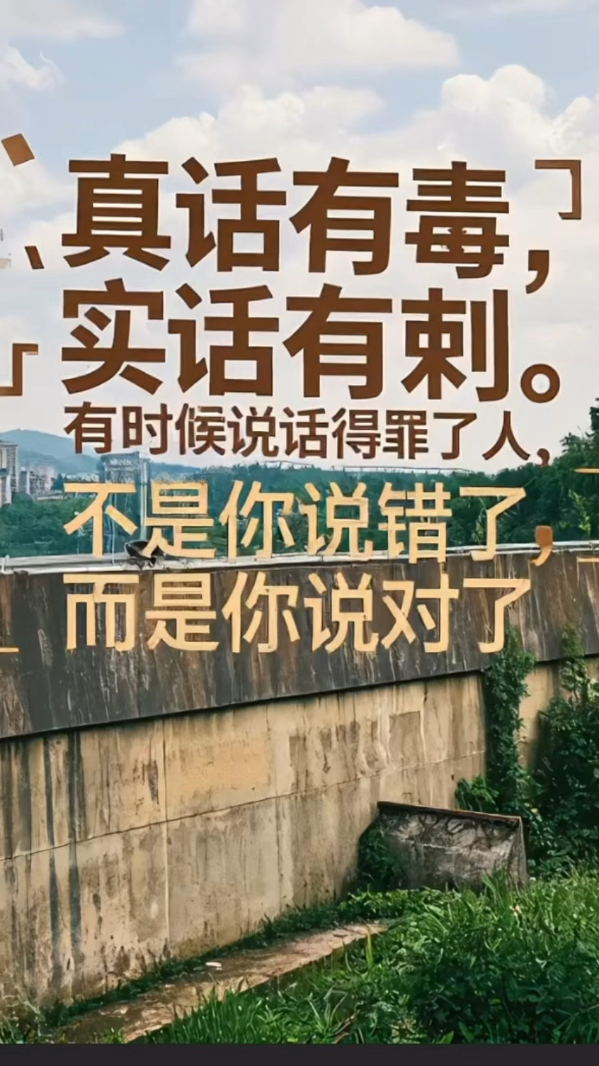 真话有毒,实话有刺.有时候说话得罪了人,不是你说错了,而是