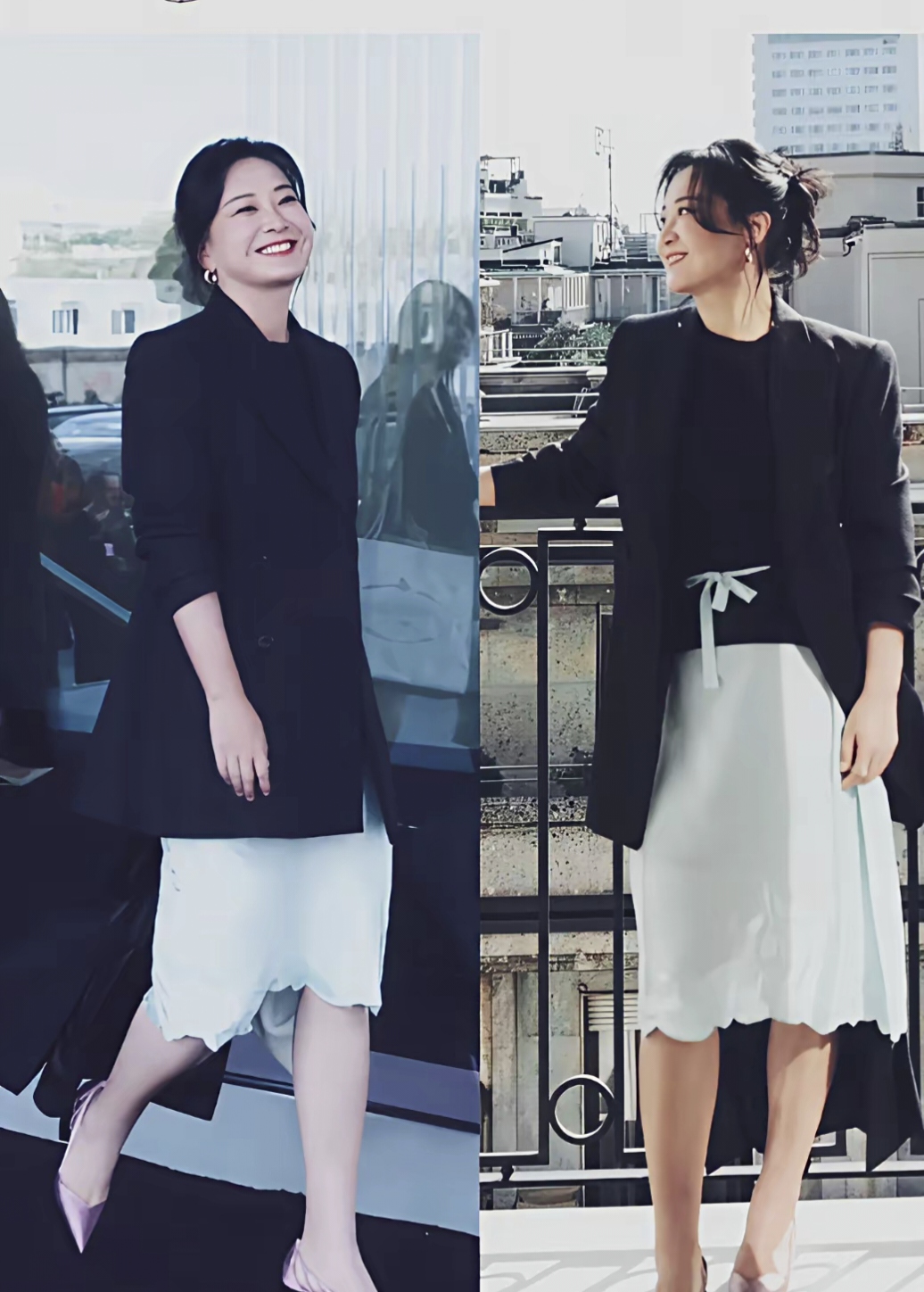 从容干练,笑容明媚自信!妥妥的知性大女主范儿!#贾玲