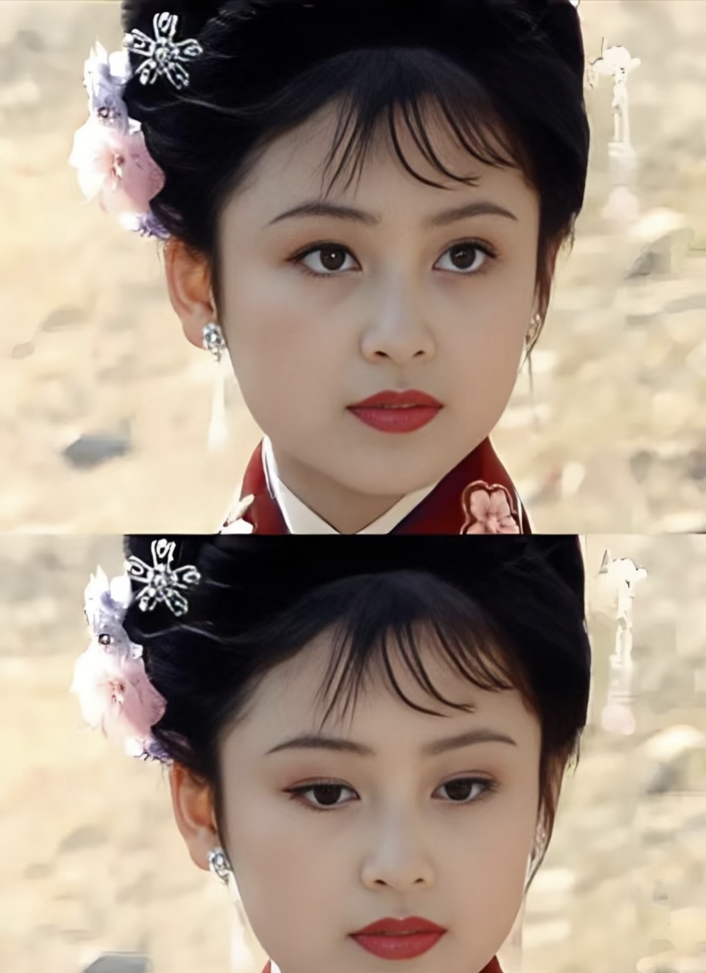 20世纪八九十年代的陈红被称作内地第 一美女,比如她的鼻子,鼻梁挺俏