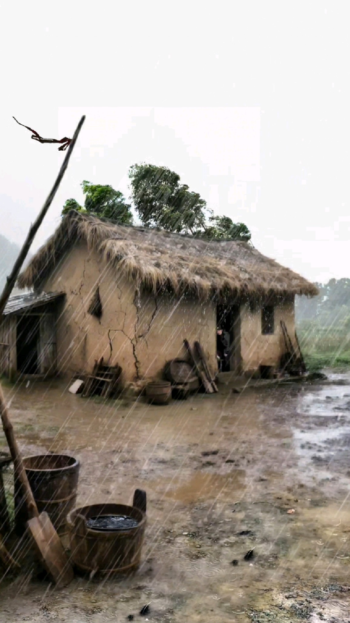 小时候茅草屋下雨天的回忆