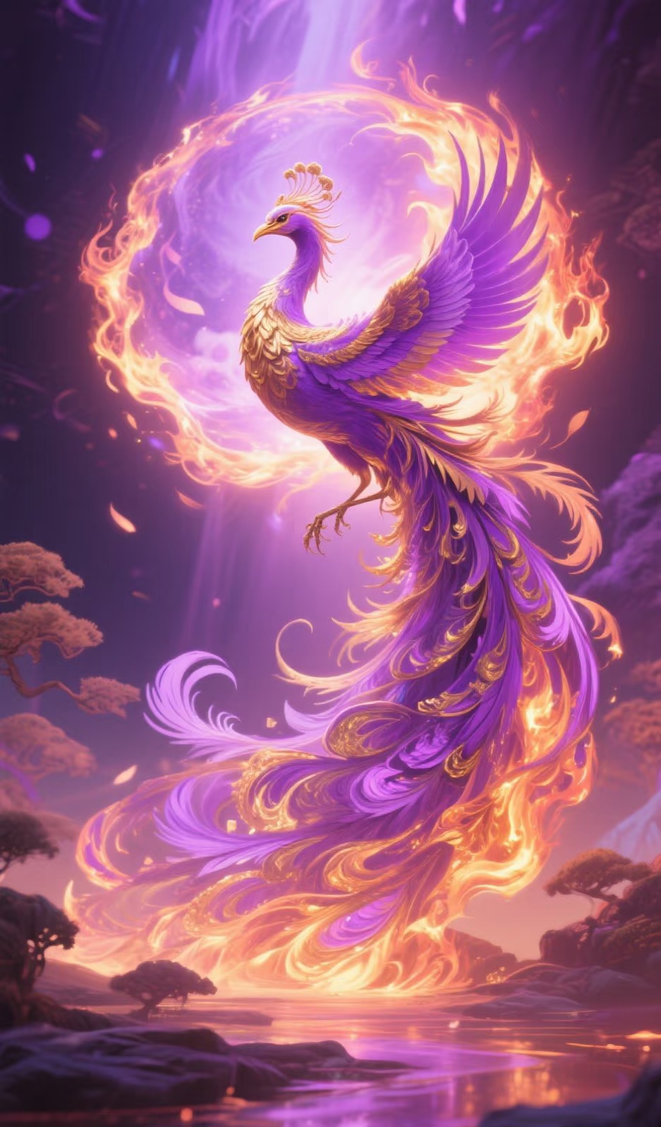 帝王紫气×浴火重生: 紫色自古为皇室禁色,紫凤凰