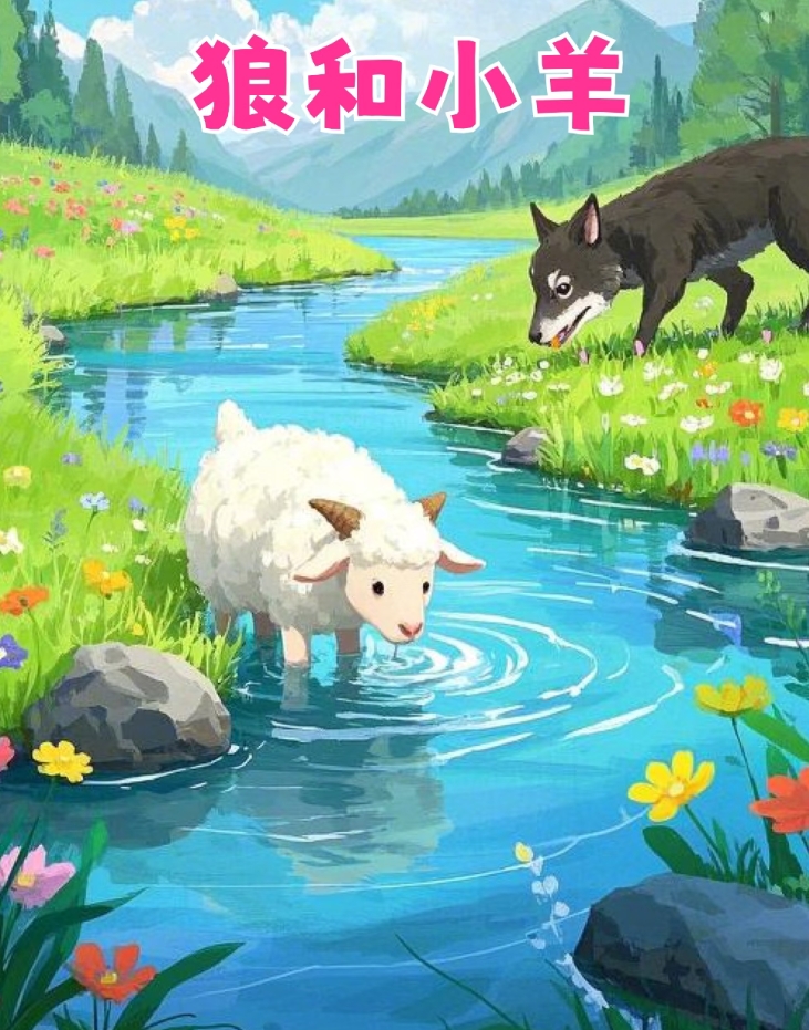 在一片风景如画的草原上,一条清澈的小溪潺潺流淌