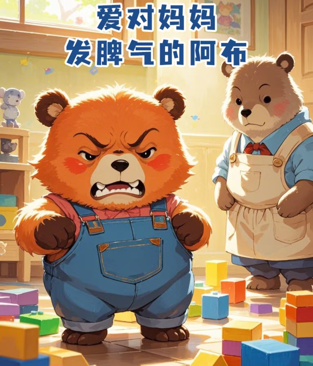 在森林里温馨的小木屋里住着小熊阿布和熊