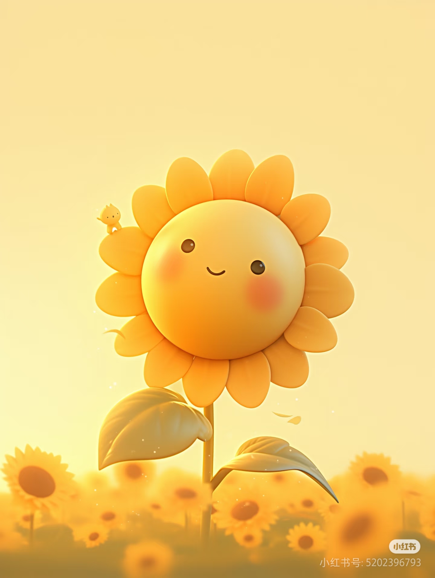 清晨 光芒穿透云层 洒在向日葵身上 它微笑着 尽情的沐浴在温暖的阳光