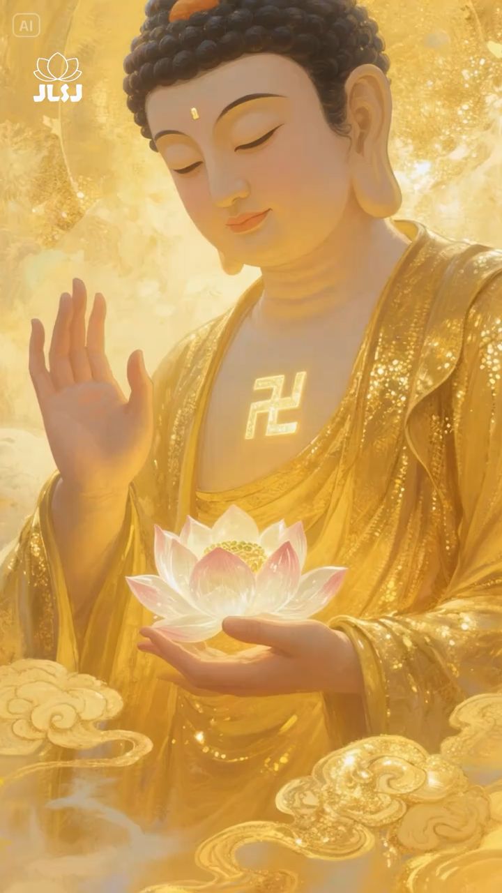 我佛手持莲花保佑所有家人平安幸福