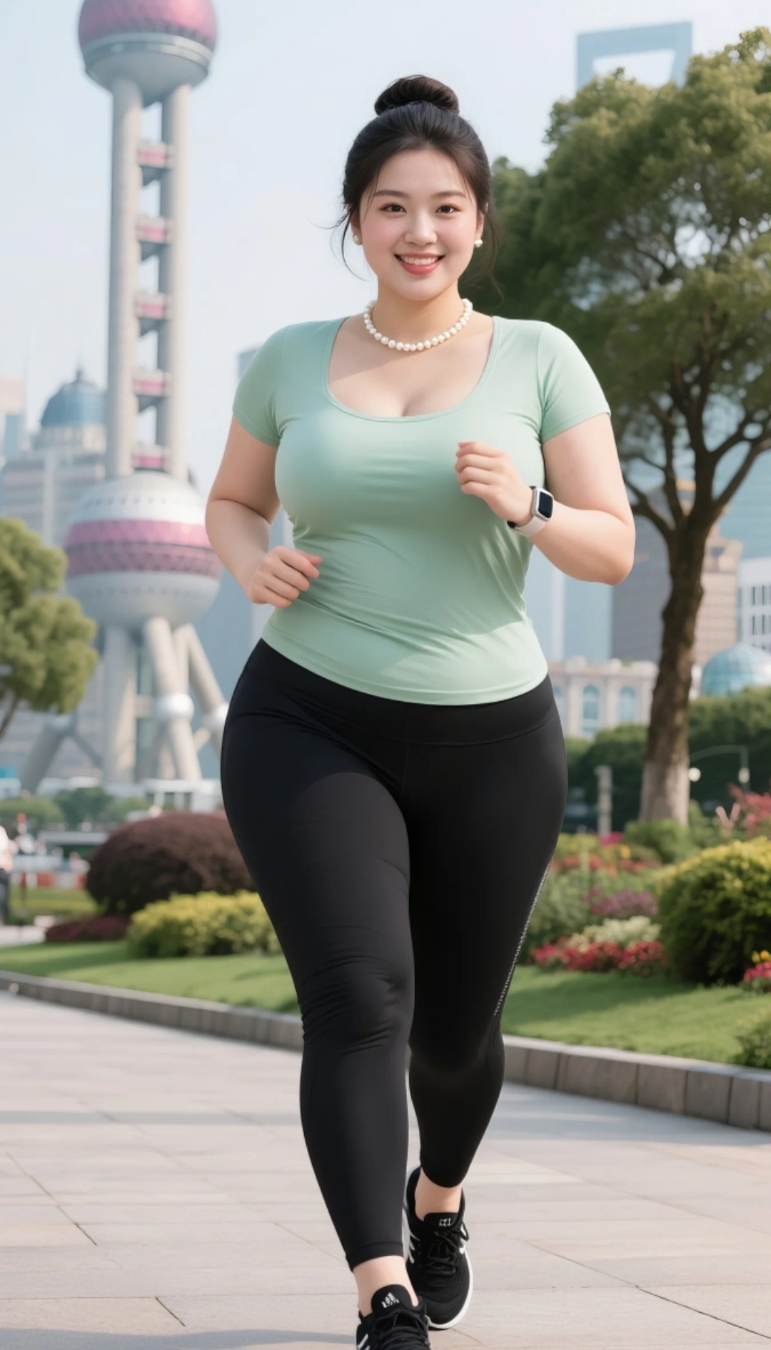 丰满美女笑容灿烂长相端庄大气阳光明媚