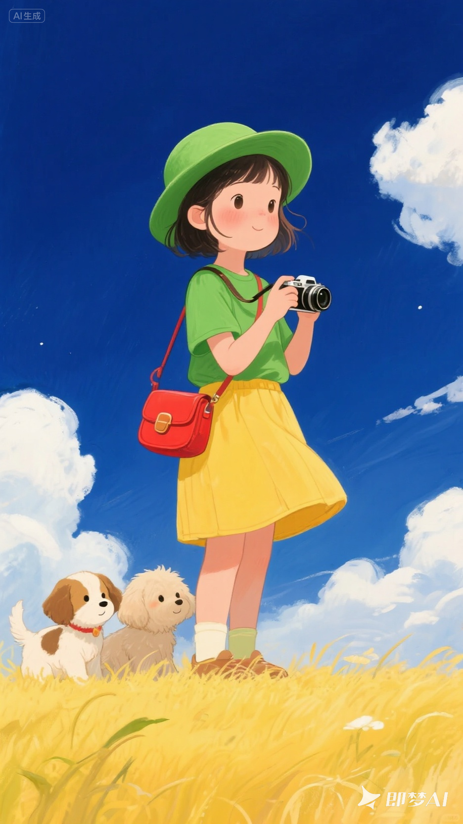 童黄色衣服动画片女孩红色可爱背景女孩ai图片金黄色卡通女孩卡通人物