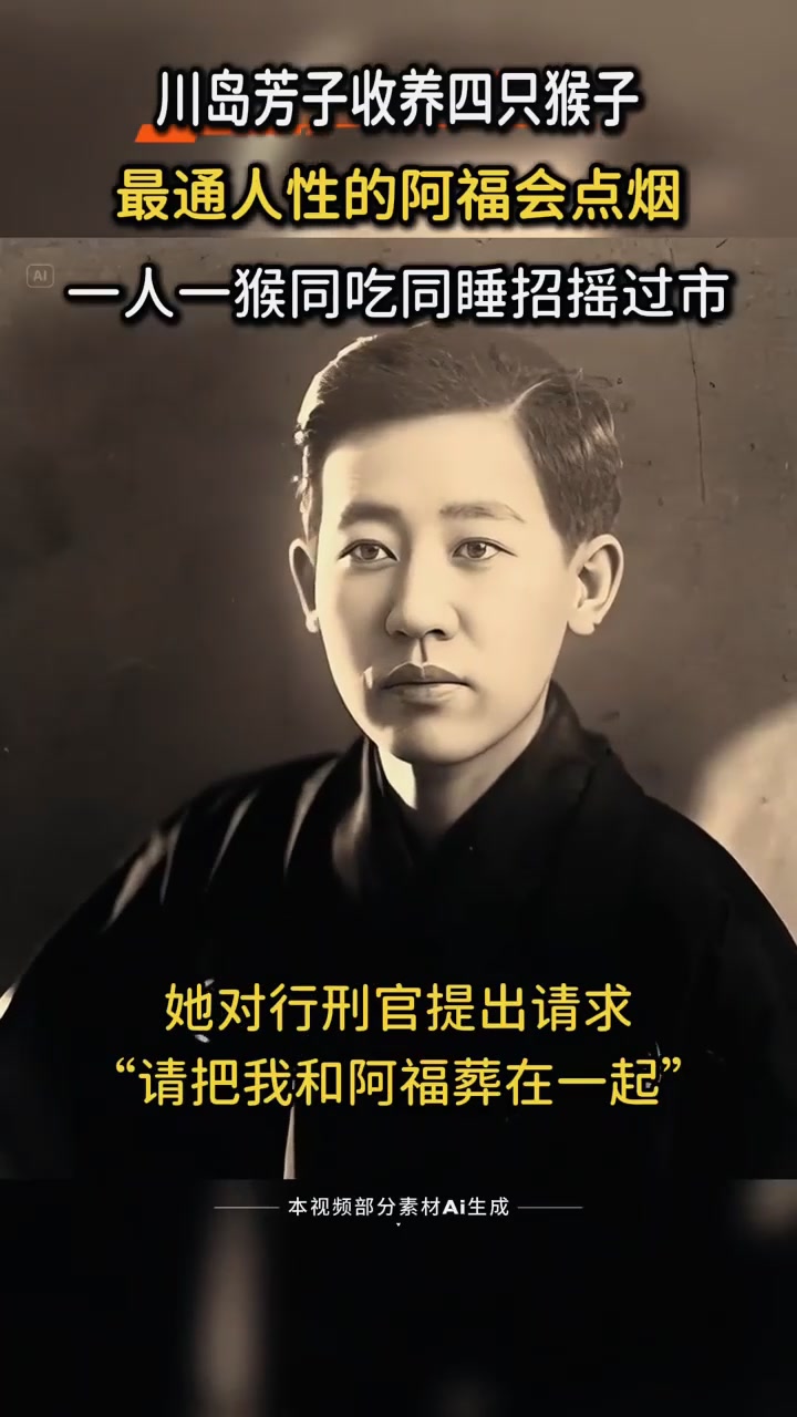 川岛芳子一"怪癖",每晚和猴子同床共枕,留遗言和猴葬在一起