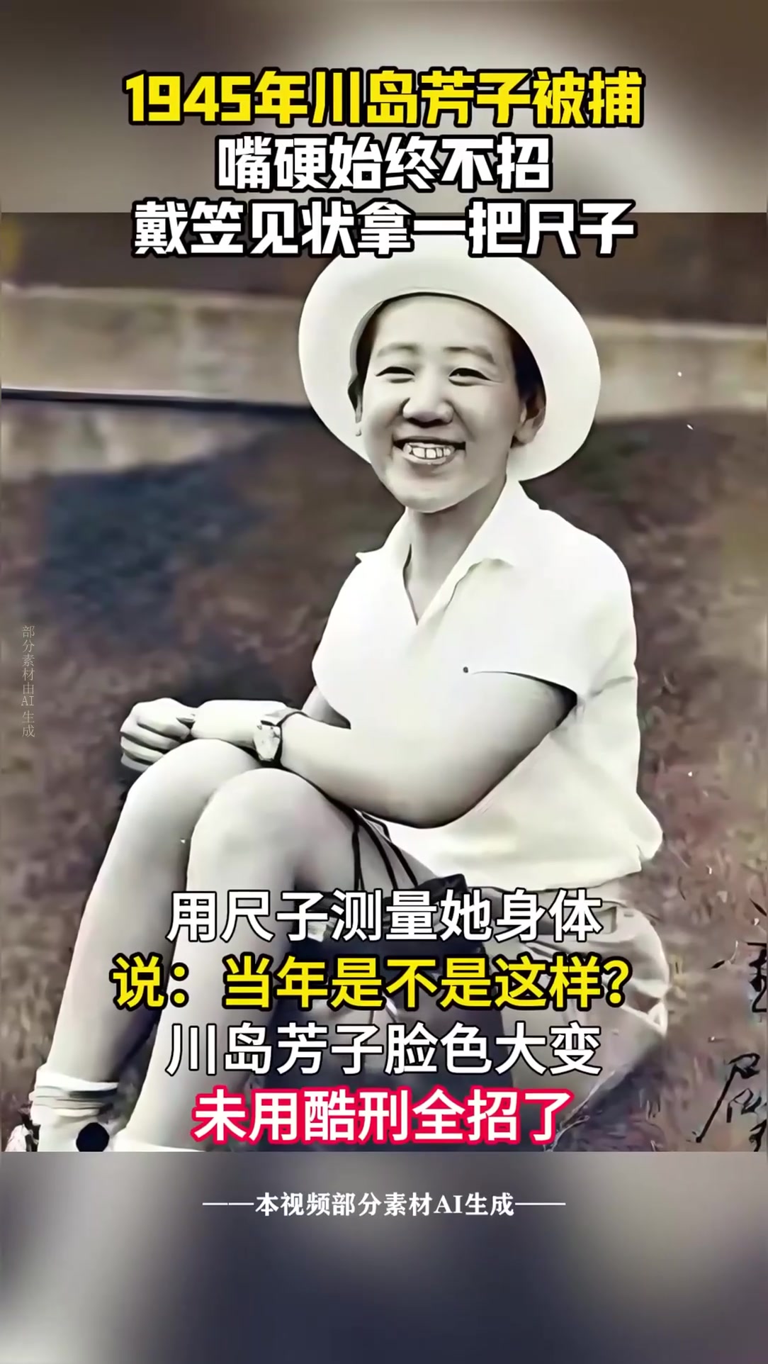 川岛芳子被捕后嘴闭极严,戴笠用尺子量她身体后,未用酷刑全招了