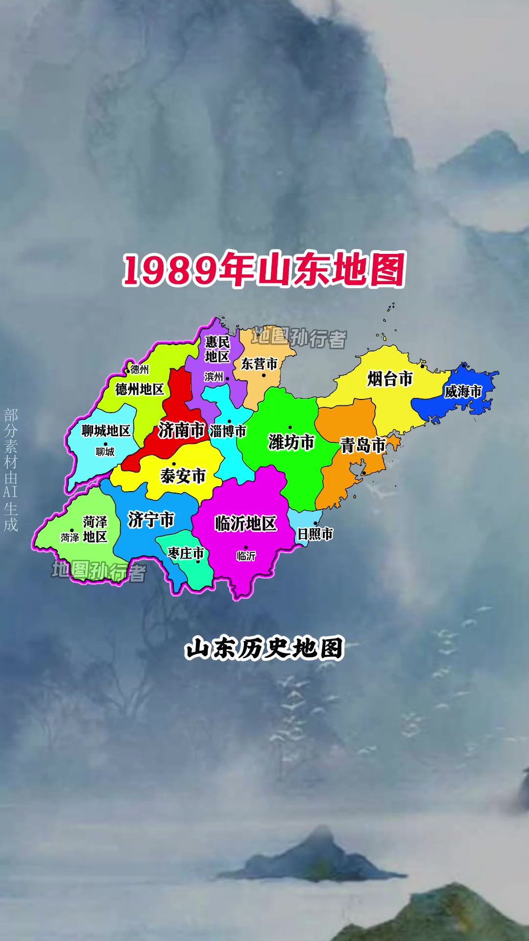 山东历史地图 1989年山东省地图