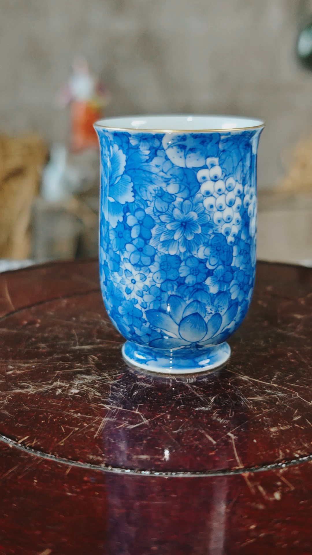 万花青花蚊香茶杯