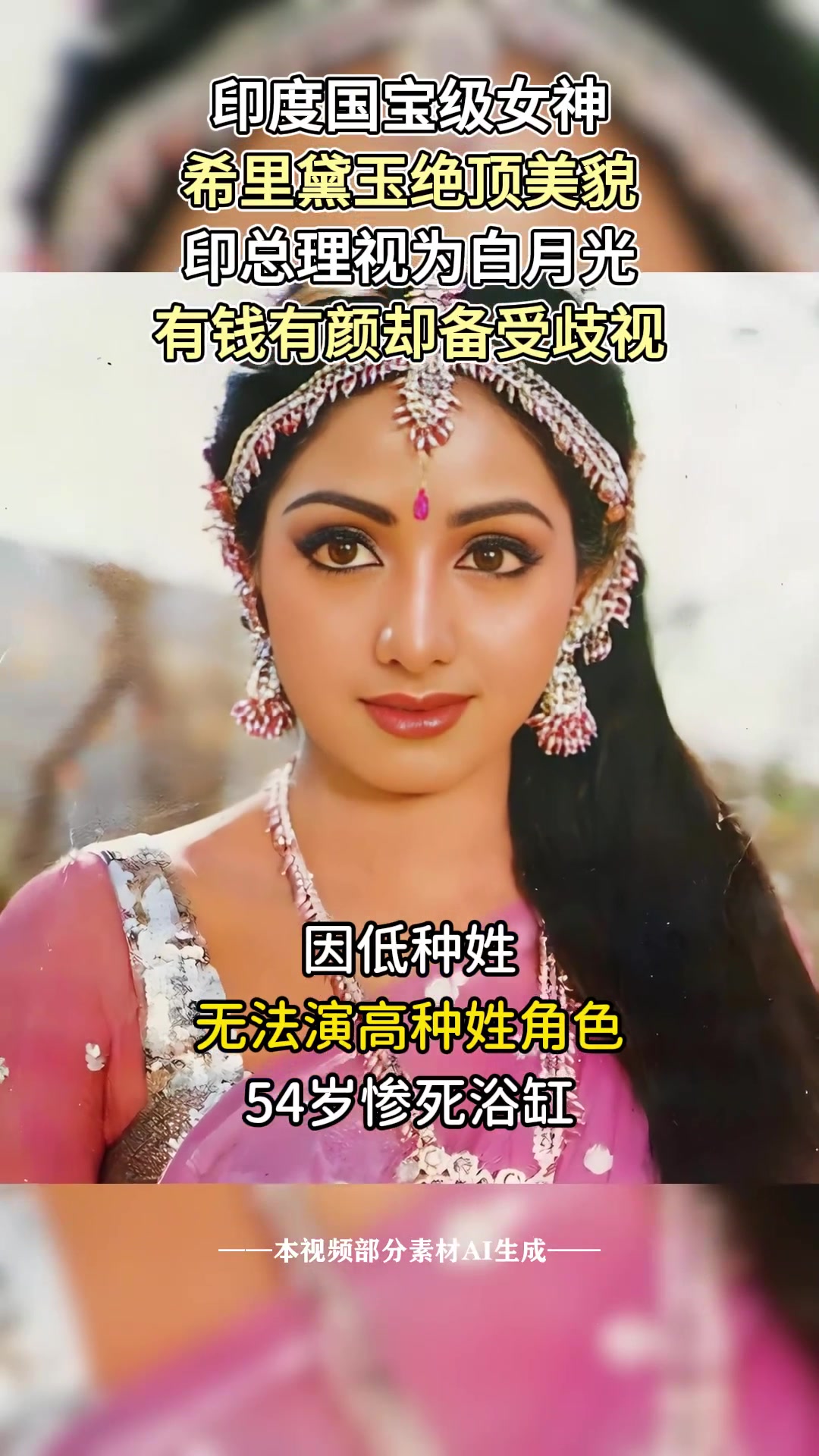印度国宝级女神:希里黛玉有钱有颜却备受歧视,54岁惨死浴缸