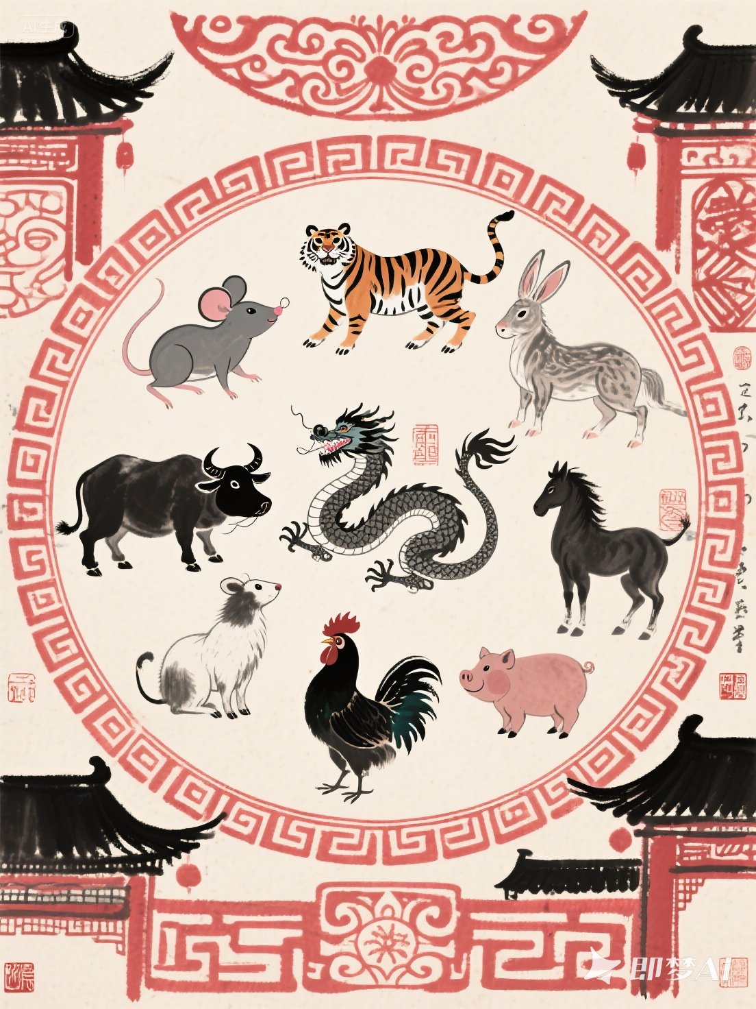 水墨十二生肖运势(水墨生肖12属相每日运)