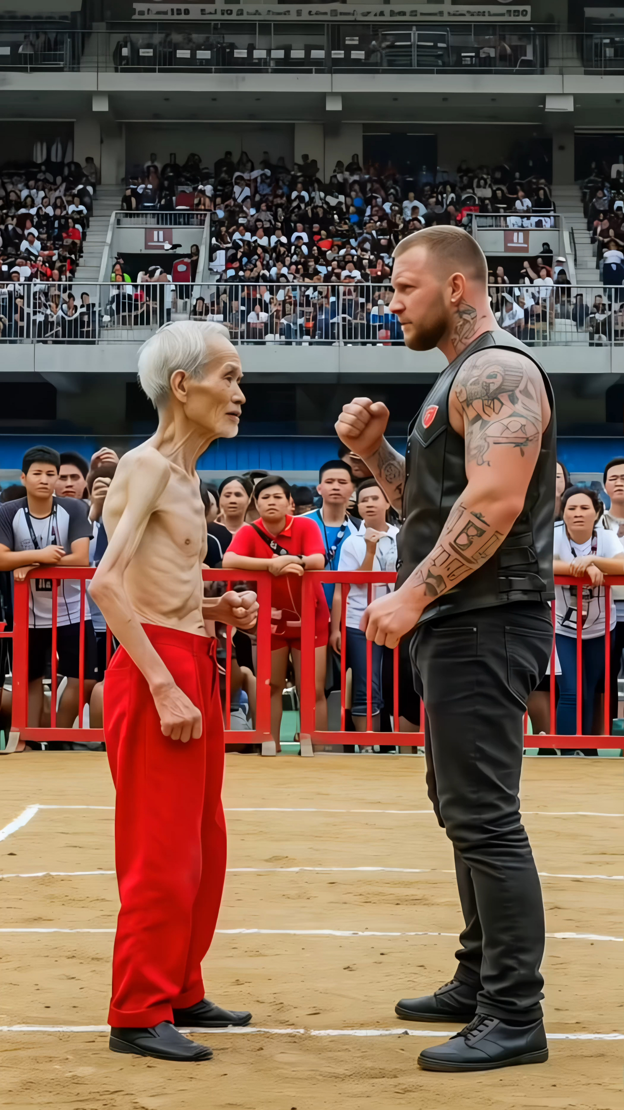 红衣服老爷爷对战肌肉猛男