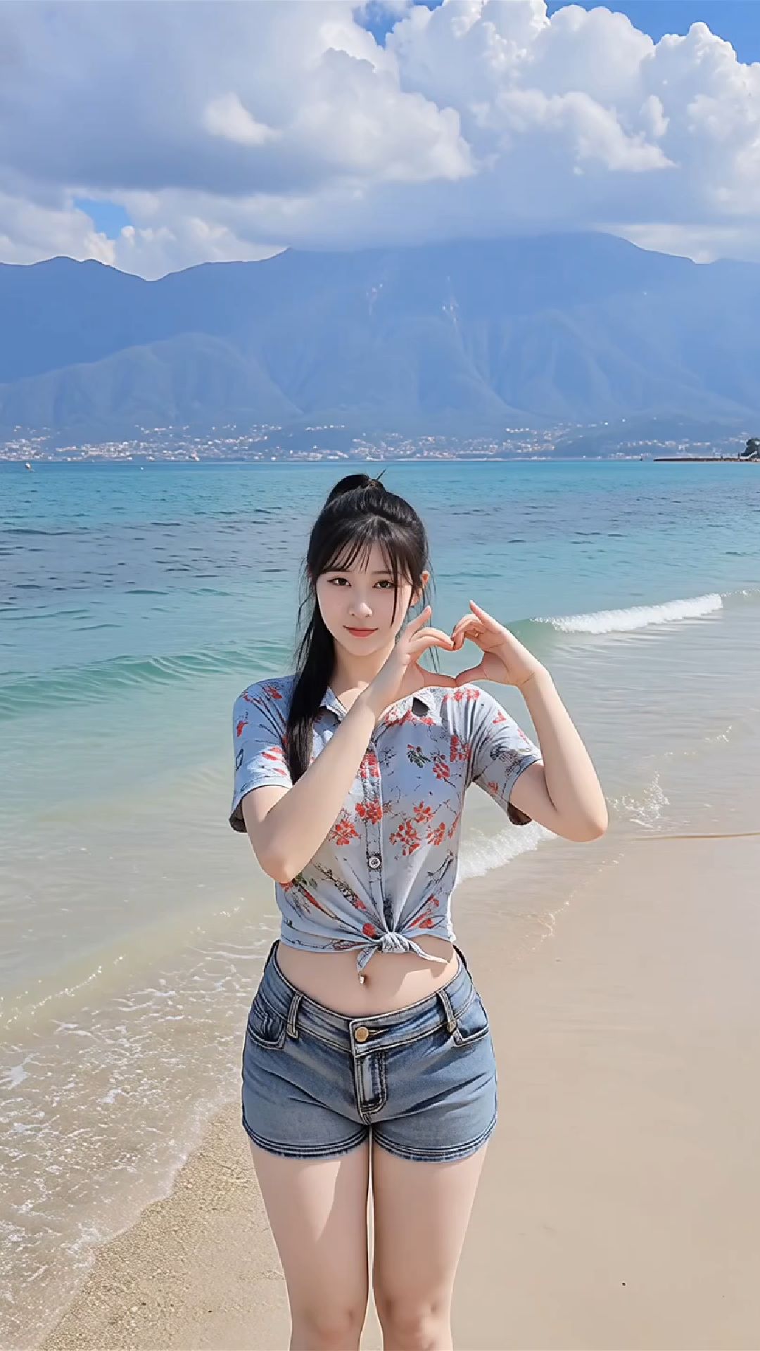 大海边俏皮的小姐姐泳装写真