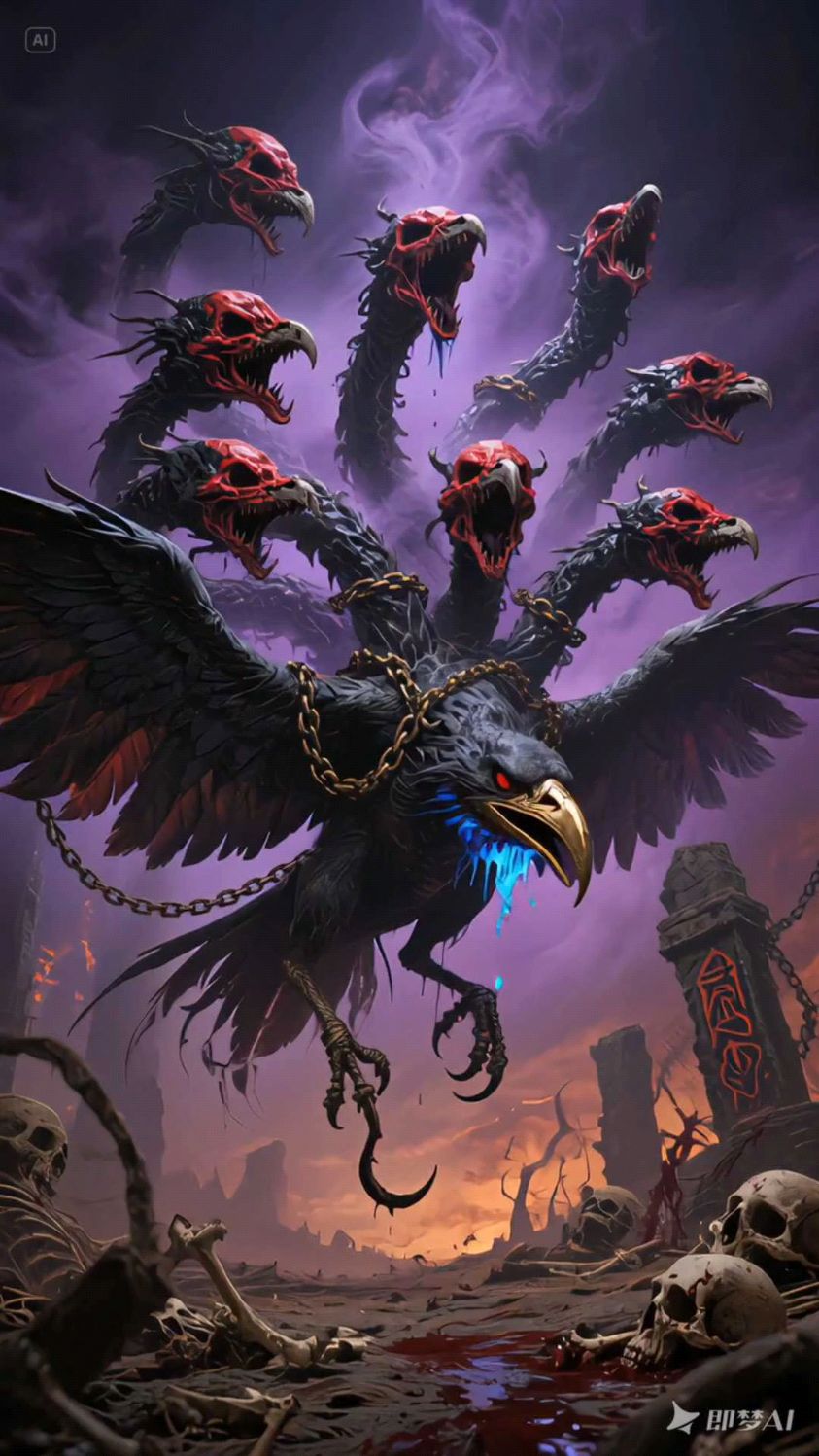 鬼车:九头妖鸟,滴血落处为凶兆,又称"九头鸟"