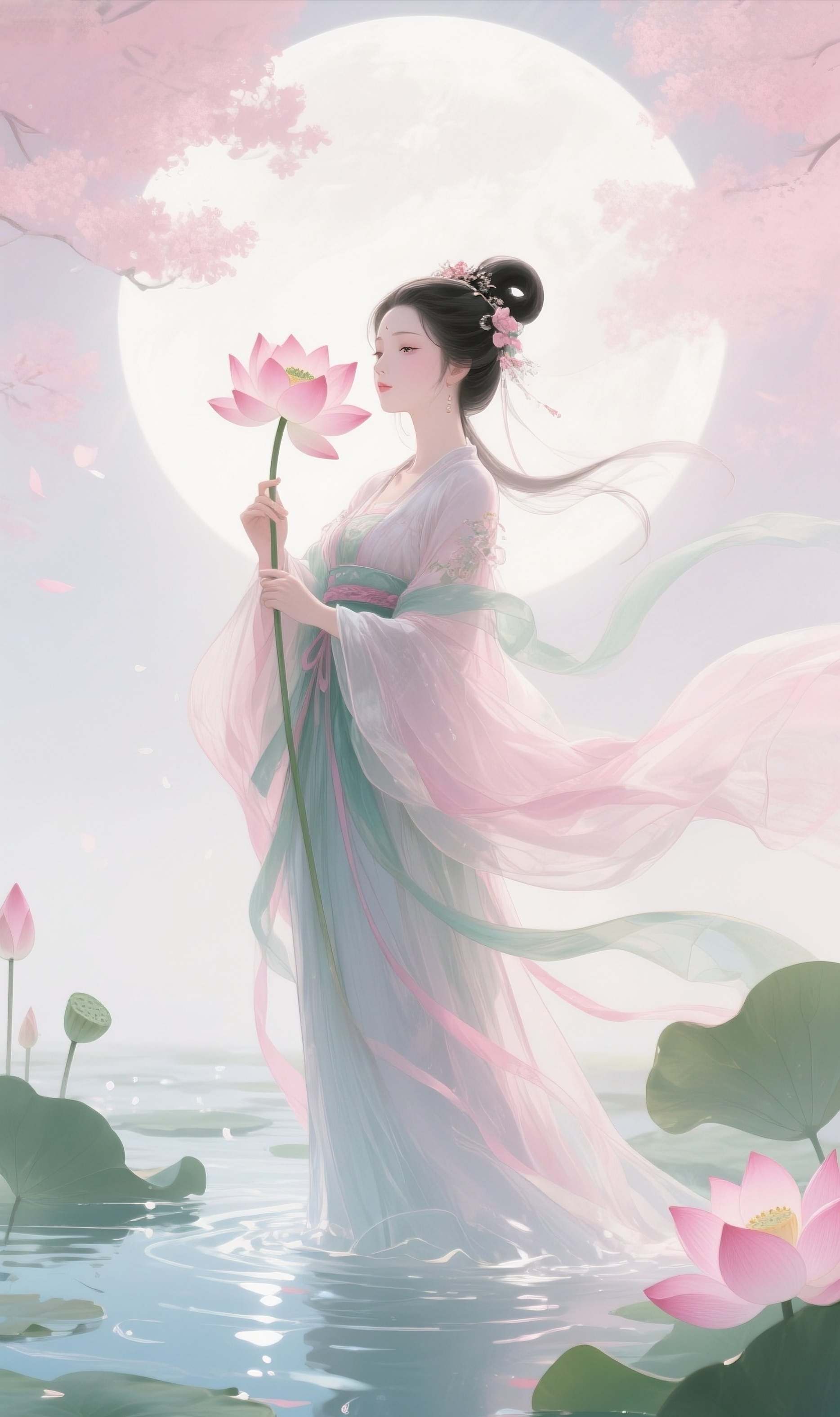 蝉鸣撕开六月的帘幕时,荷花仙子正蹲在青石栏边逗弄