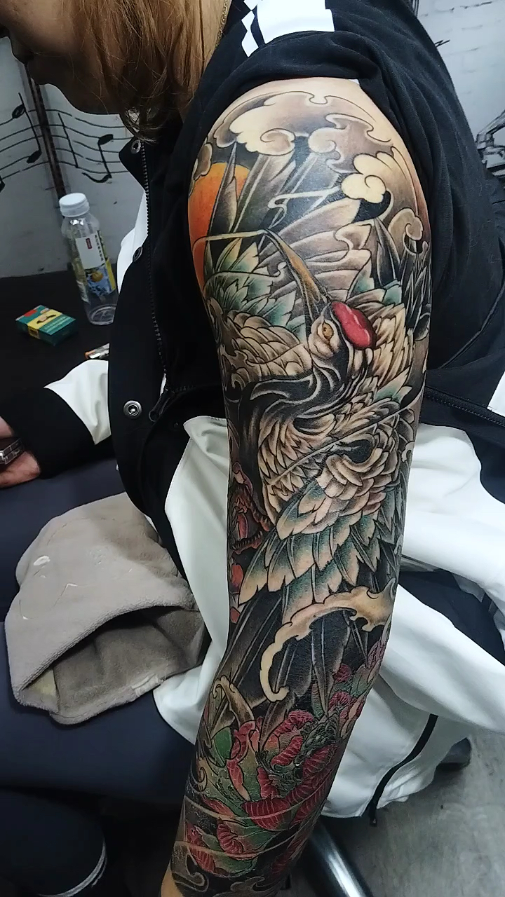仙鹤花臂完成