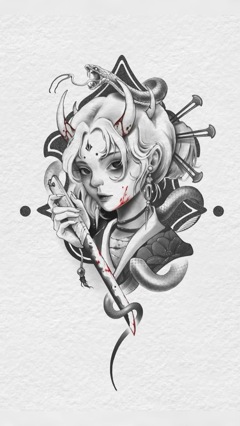 暗黑艺伎纹身手稿