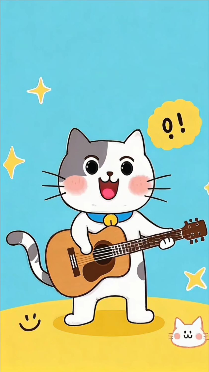 有趣表情:猫咪弹吉他,节奏感爆棚!