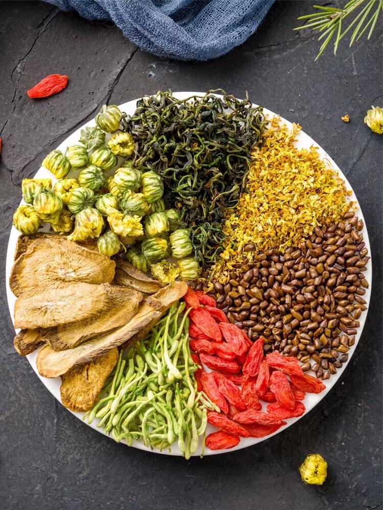 金银花,胎菊,决明子,桂花,枸杞,牛蒡根 … 护肝养肝,清新口气,适合