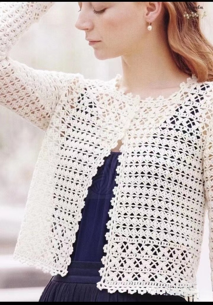 手工钩编:春季优雅镂空小开衫