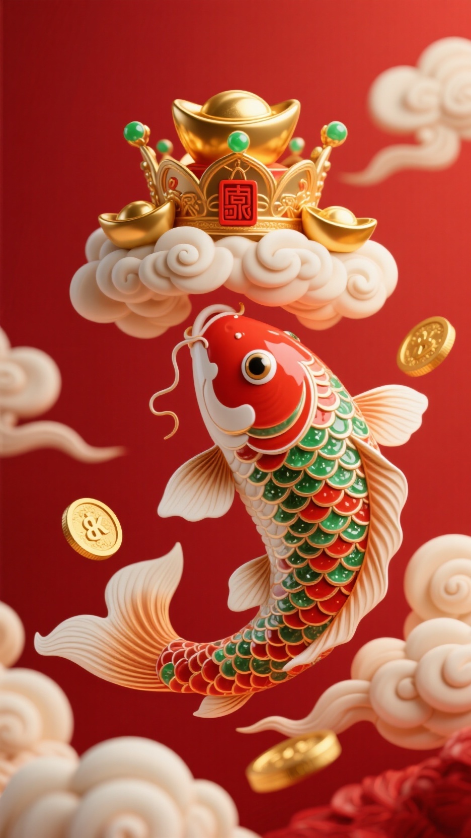 锦鲤发财附体手机壁纸