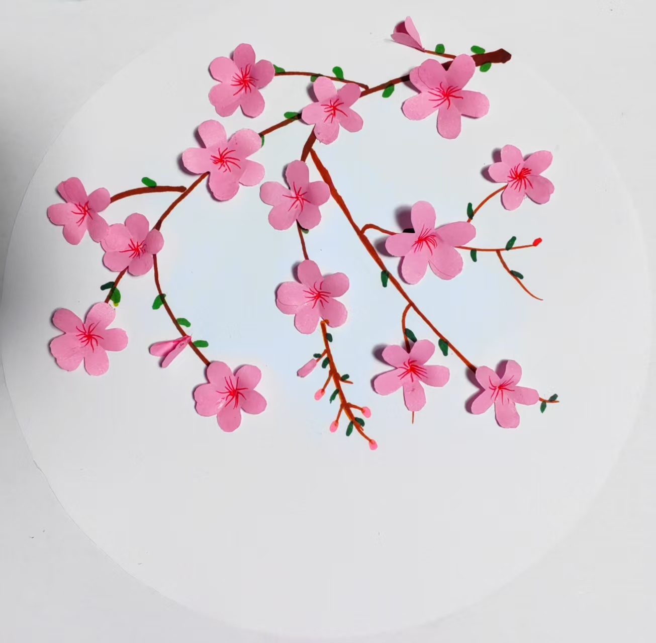 辽宁省西丰县平岗镇九年一贯制学校:赵梓萌创意画《桃花朵朵开》