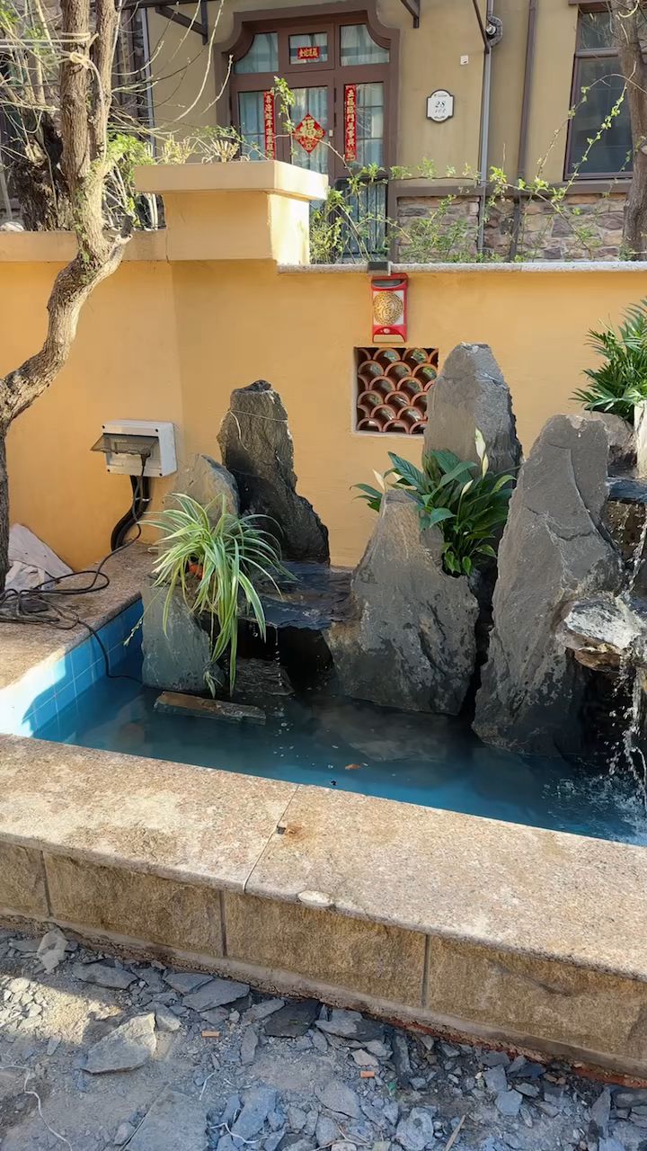 河北斧劈石假山,庭院鱼池假山