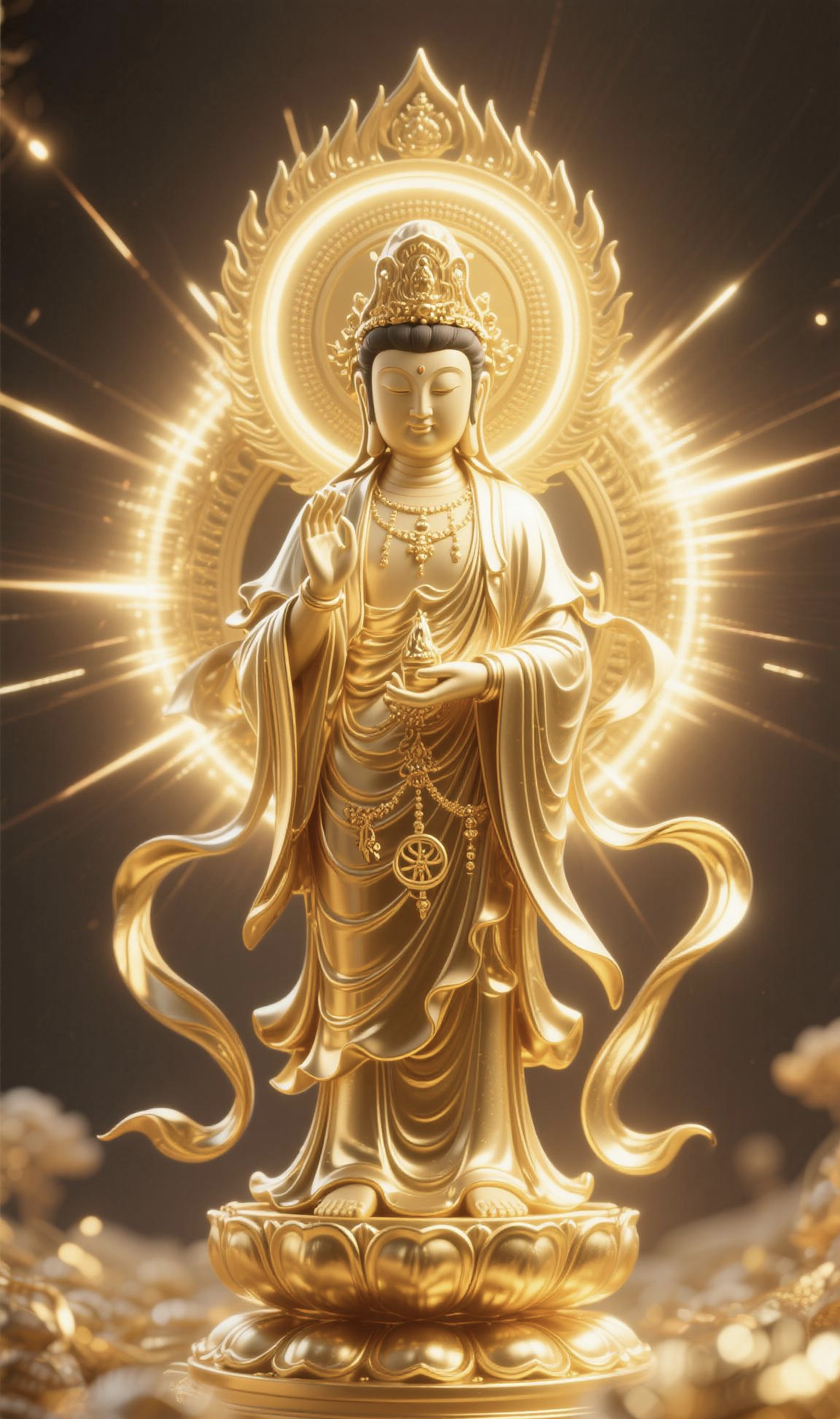黄金质感与3d立体感观音壁纸
